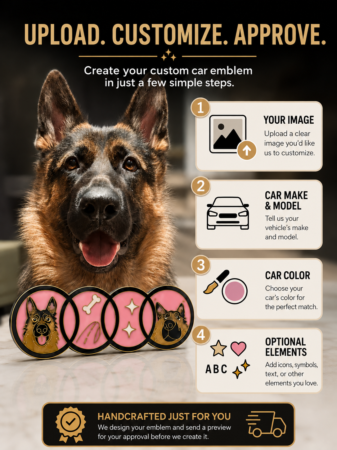Enamel Custom Car Badge -Custom Car Emblem for Audi Vehicles| Master Artisan Hand-Painted Emblem
