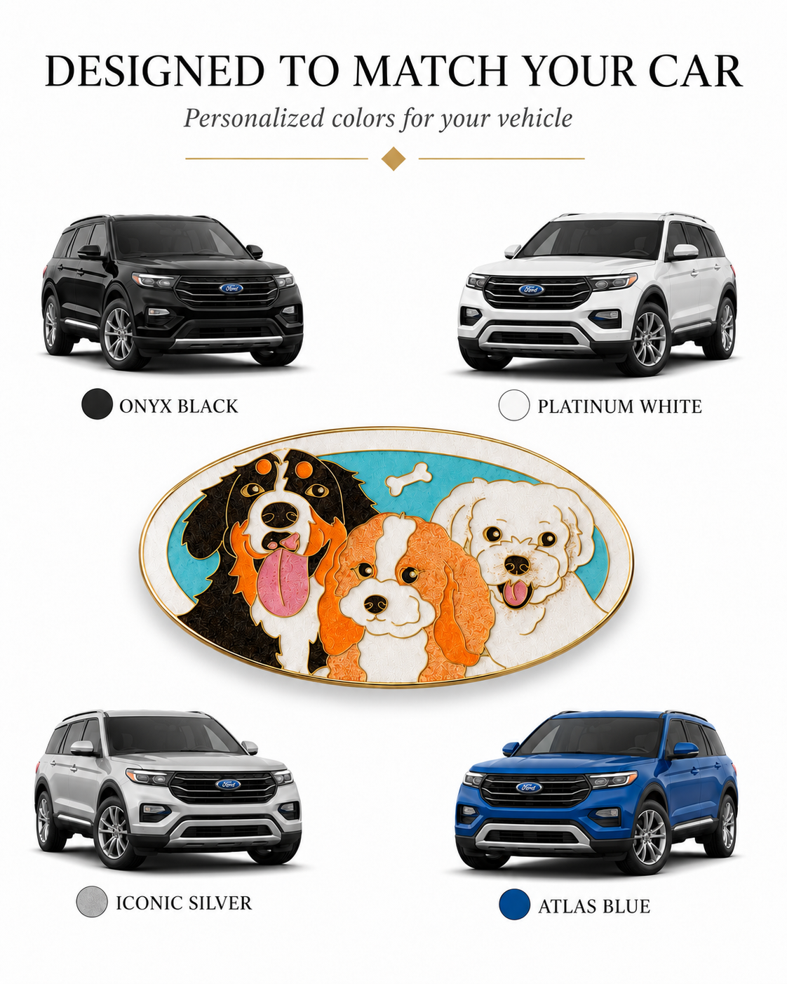 Enamel Custom Car Badge -Custom Car Emblem for Ford Vehicles| Master Artisan Hand-Painted Emblem