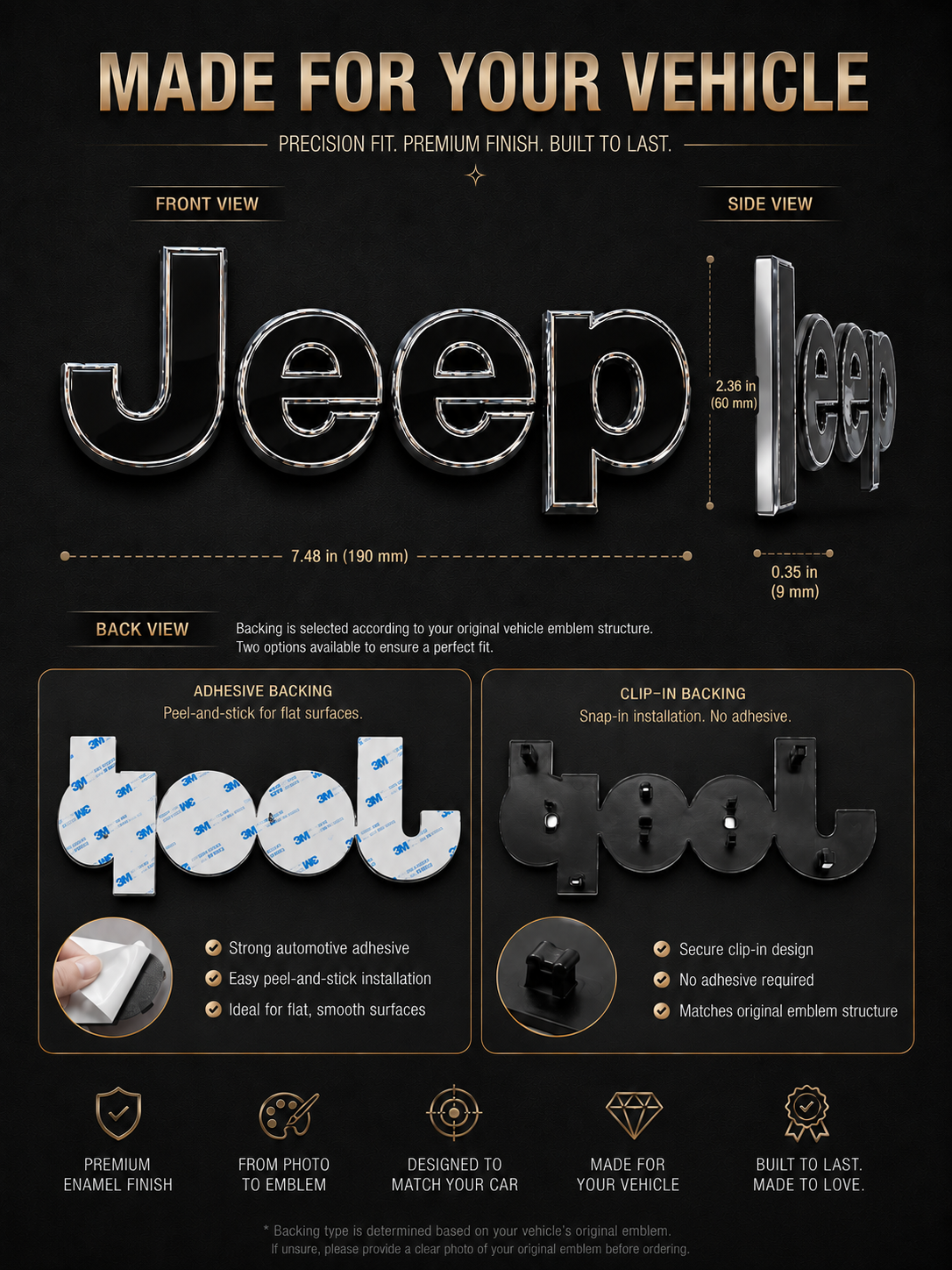 Enamel Custom Car Badge -Custom Car Emblem for Jeep Vehicles| Master Artisan Hand-Painted Emblem