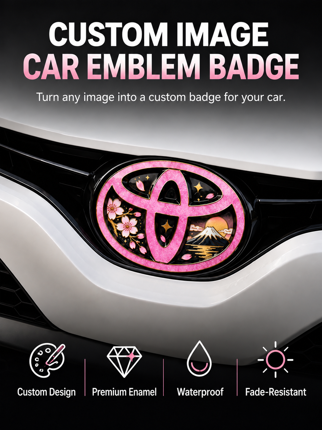 Enamel Custom Car Badge -Custom Car Emblem for Toyota Vehicles| Master Artisan Hand-Painted Emblem