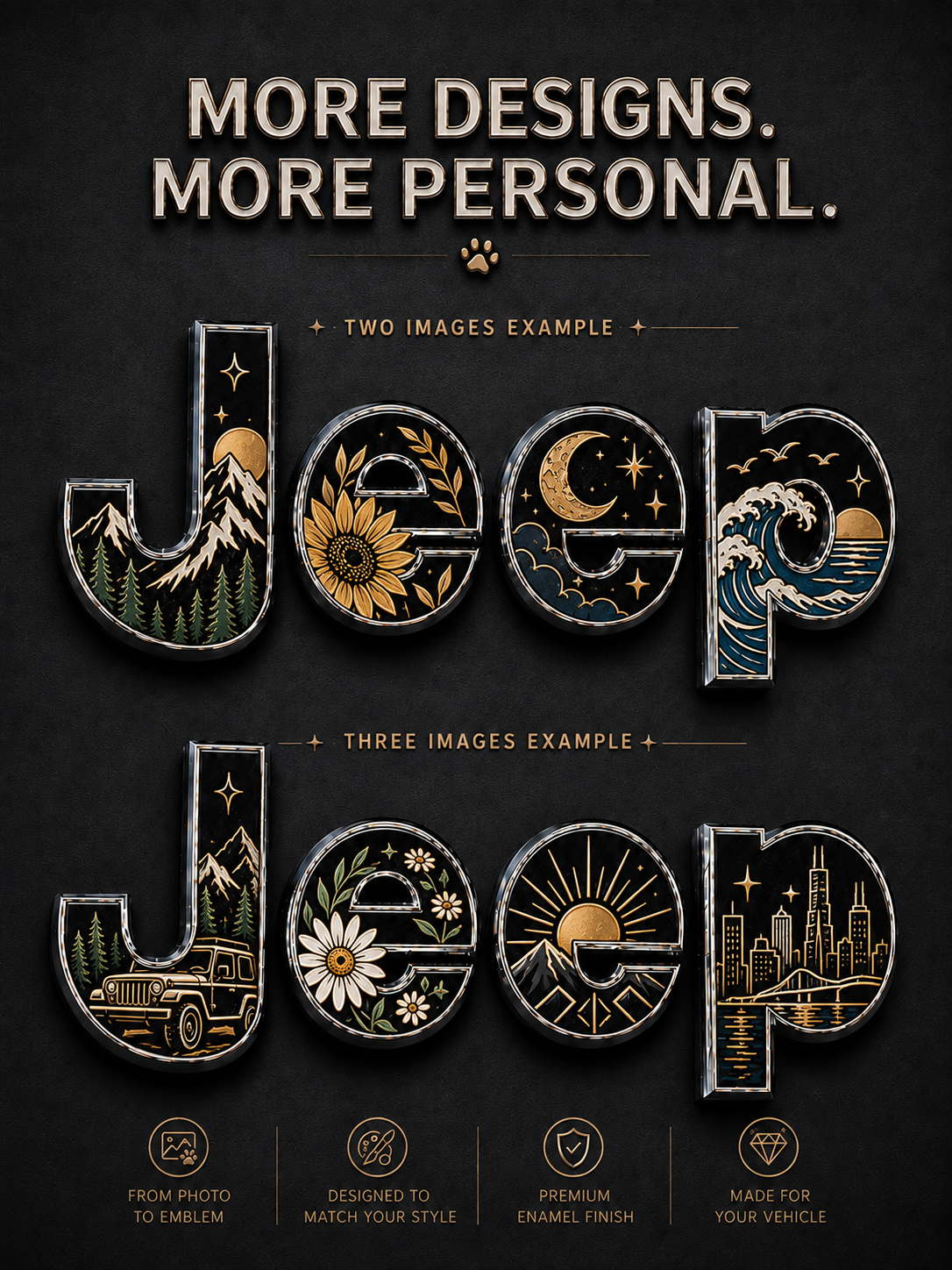 Enamel Custom Car Badge -Custom Car Emblem for Jeep Vehicles| Master Artisan Hand-Painted Emblem