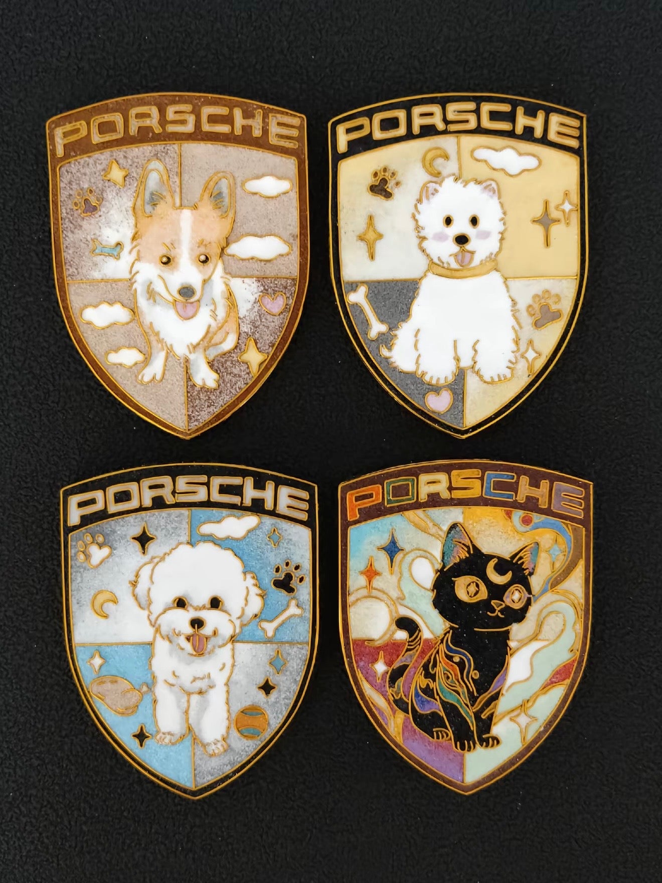 Enamel Custom Car Badge -Custom Car Emblem for Porsche Vehicles| Master Artisan Hand-Painted Emblem