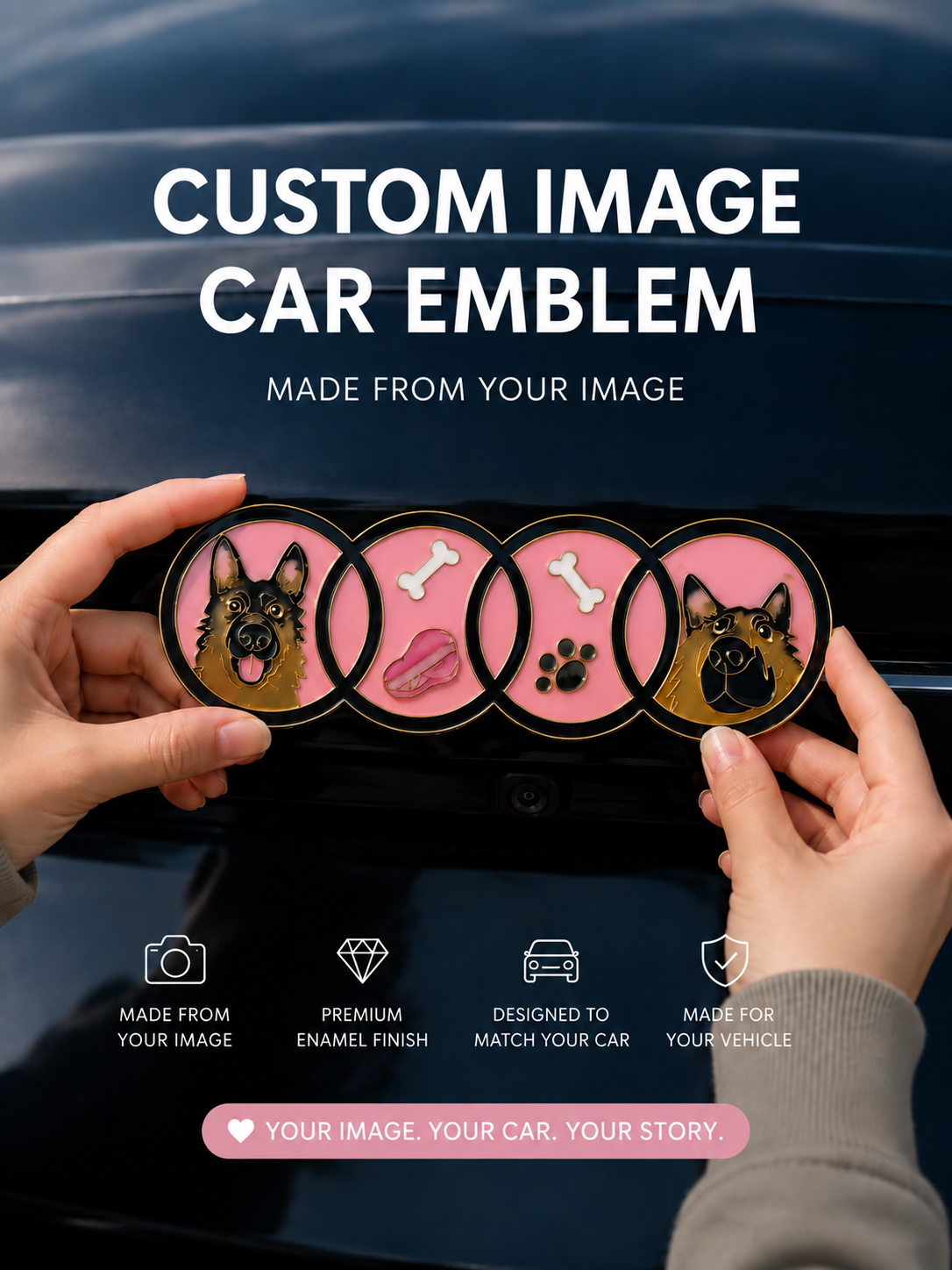 Enamel Custom Car Badge -Custom Car Emblem for Audi Vehicles| Master Artisan Hand-Painted Emblem