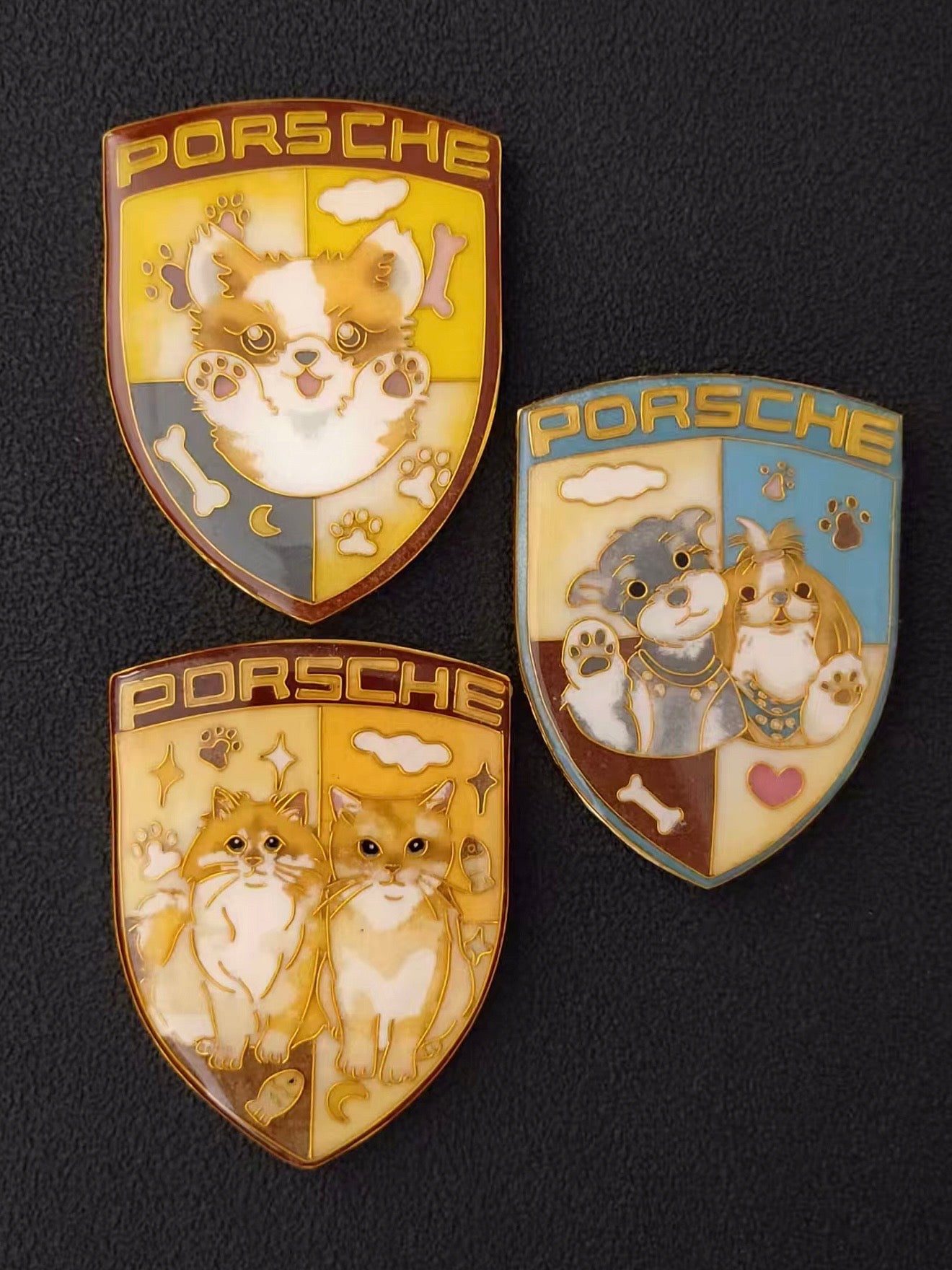 Enamel Custom Car Badge -Custom Car Emblem for Porsche Vehicles| Master Artisan Hand-Painted Emblem