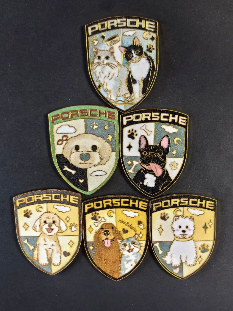 Enamel Custom Car Badge -Custom Car Emblem for Porsche Vehicles| Master Artisan Hand-Painted Emblem