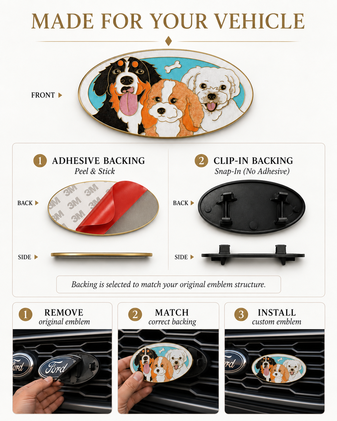 Enamel Custom Car Badge -Custom Car Emblem for Ford Vehicles| Master Artisan Hand-Painted Emblem