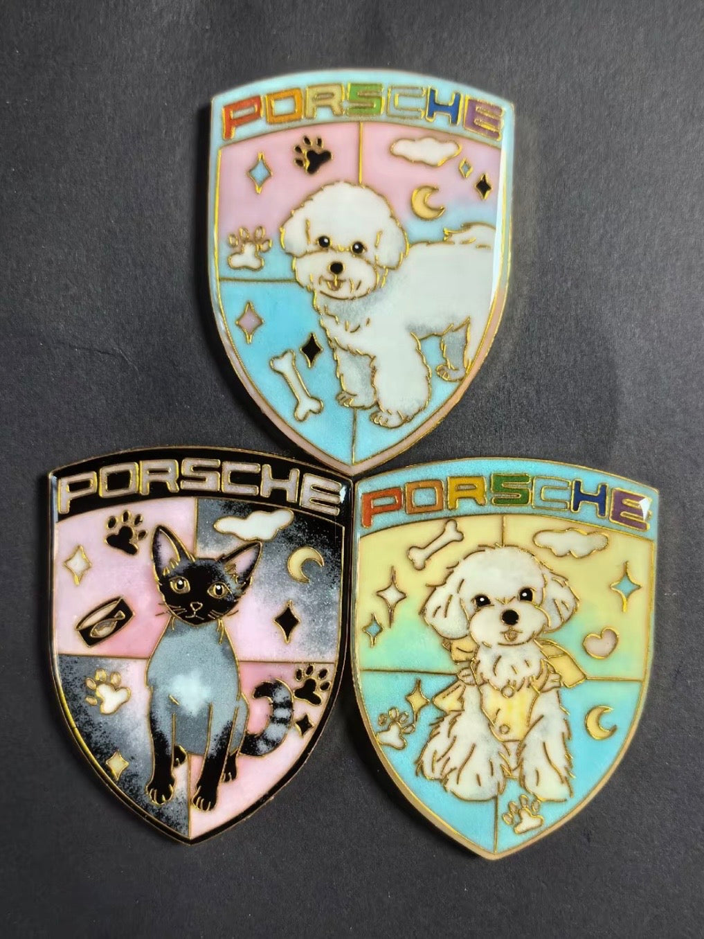 Enamel Custom Car Badge -Custom Car Emblem for Porsche Vehicles| Master Artisan Hand-Painted Emblem
