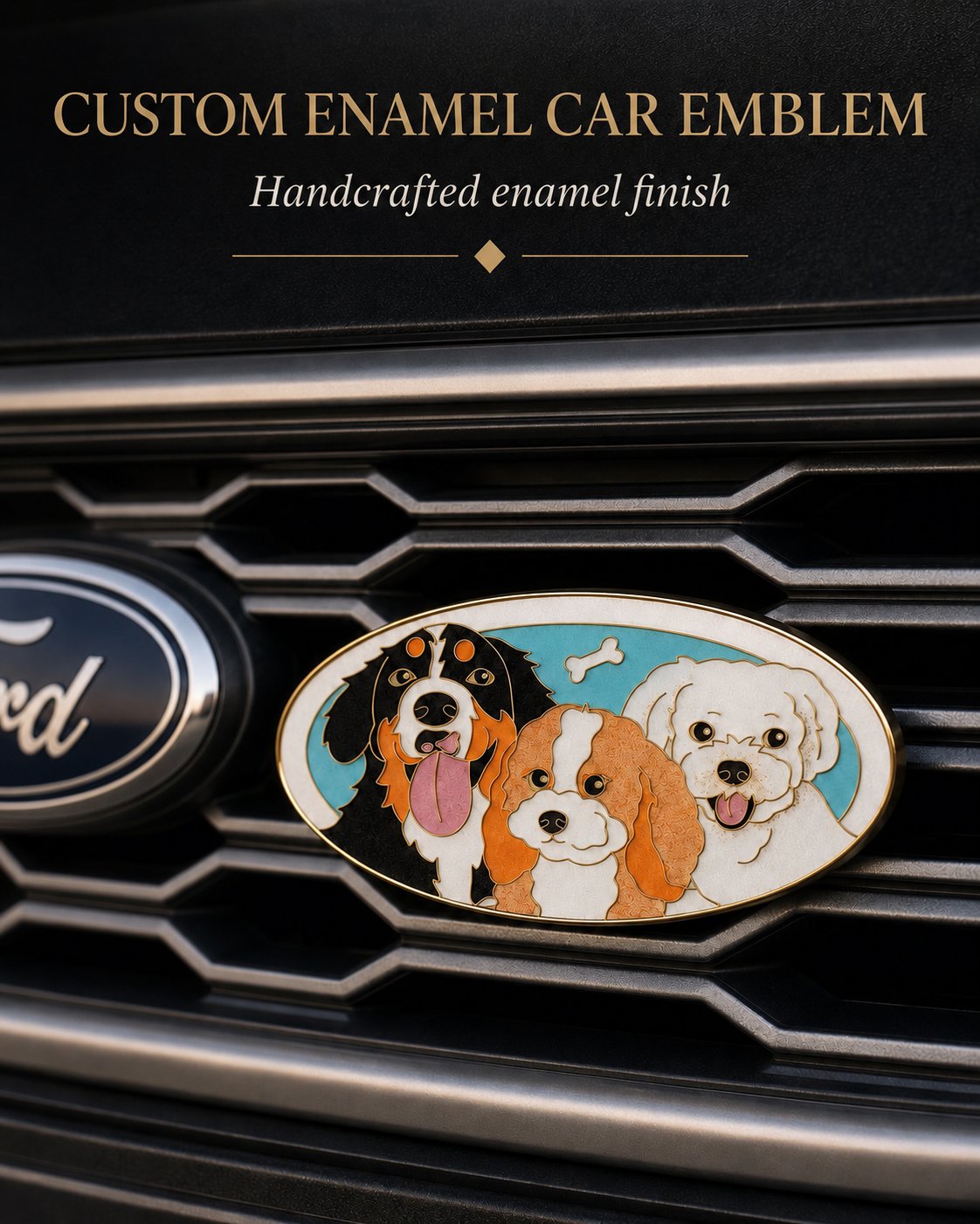 Enamel Custom Car Badge -Custom Car Emblem for Ford Vehicles| Master Artisan Hand-Painted Emblem