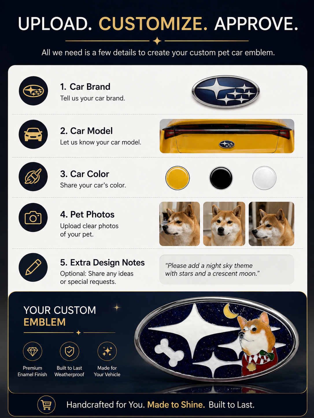 Enamel Custom Car Badge - Custom Car Emblem for Subaru Vehicles| Master Artisan Hand-Painted Emblem