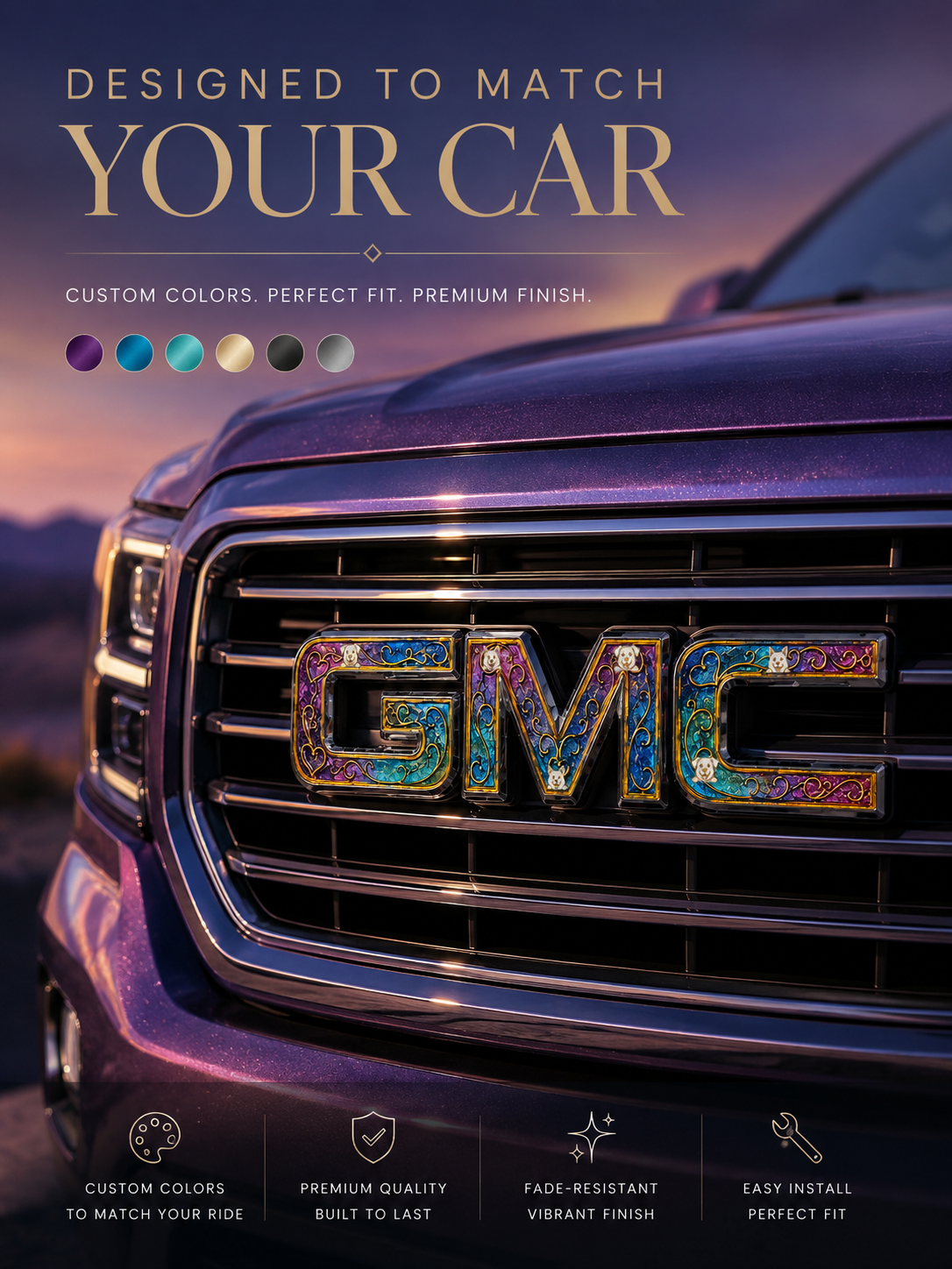 Enamel Custom Car Badge - Custom Car Emblem for GMC Vehicles| Master Artisan Hand-Painted Emblem