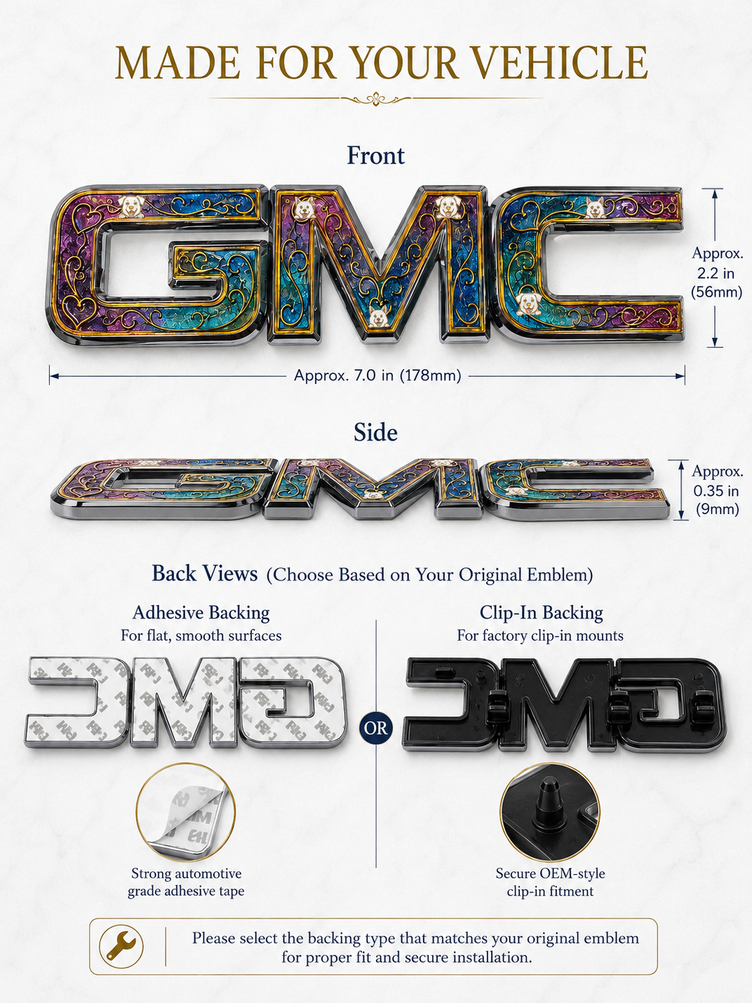 Enamel Custom Car Badge - Custom Car Emblem for GMC Vehicles| Master Artisan Hand-Painted Emblem