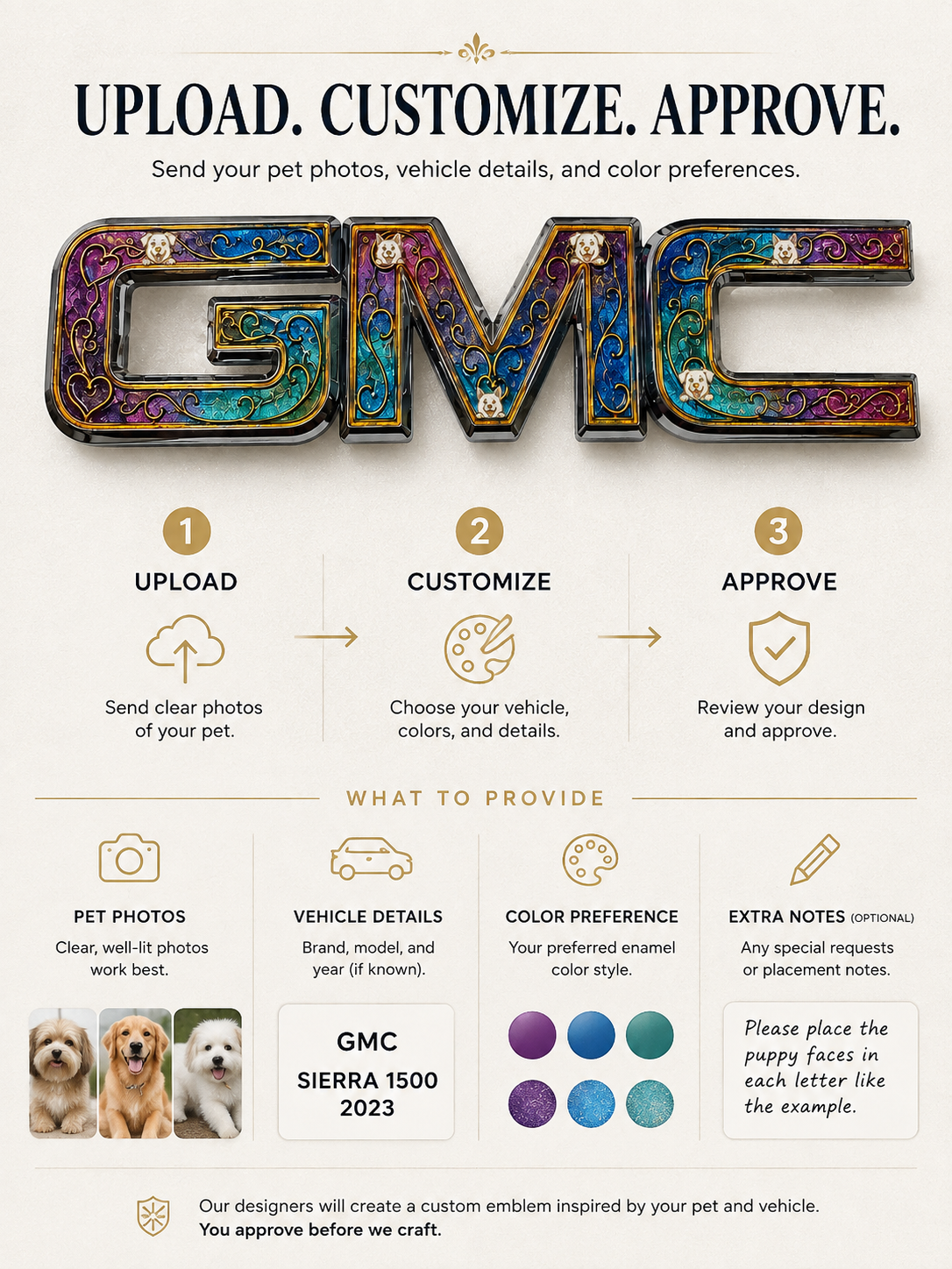Enamel Custom Car Badge - Custom Car Emblem for GMC Vehicles| Master Artisan Hand-Painted Emblem