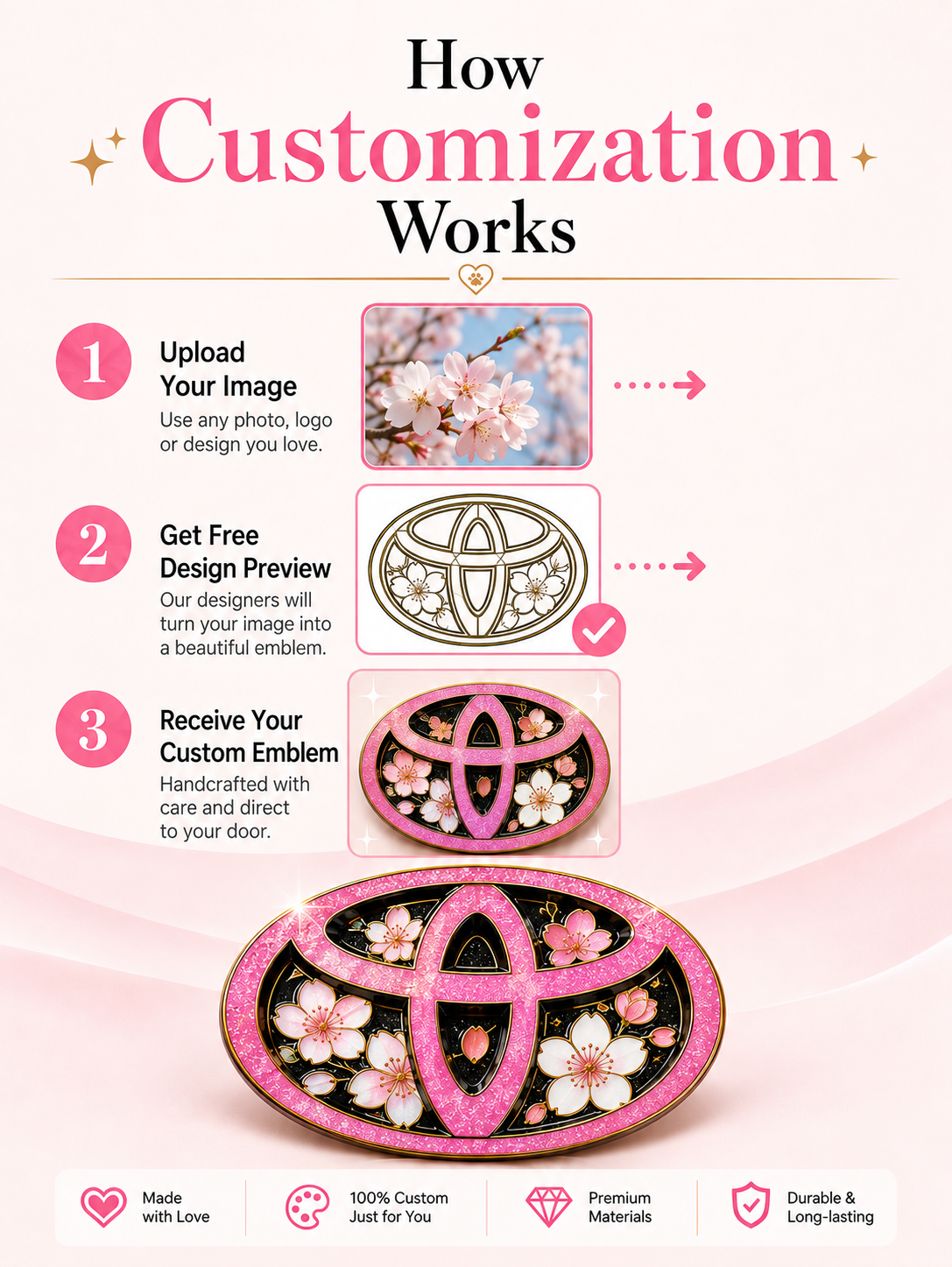 Enamel Custom Car Badge -Custom Car Emblem for Toyota Vehicles| Master Artisan Hand-Painted Emblem
